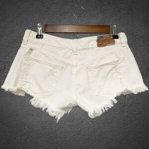 Women's Denim & Supply Ralph Lauren White Mini Hot Distressed Frayed Shorts 26